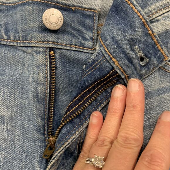 Old Navy Size 8 Jeans Mid Rise Straight Leg Distressed Knees Blue Joshua Tree - Picture 5 of 11